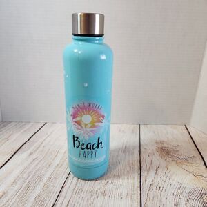 Water Bottle Double Walled Vacuum Sports Bottle Don't Worry Beach Happy Blue